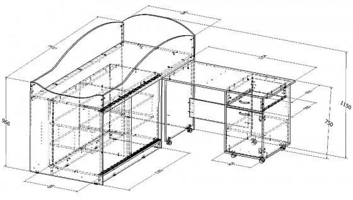 Кровать-чердак "Дюймовочка-3" (без лестницы) Дуб молочный/Голубой | фото 3