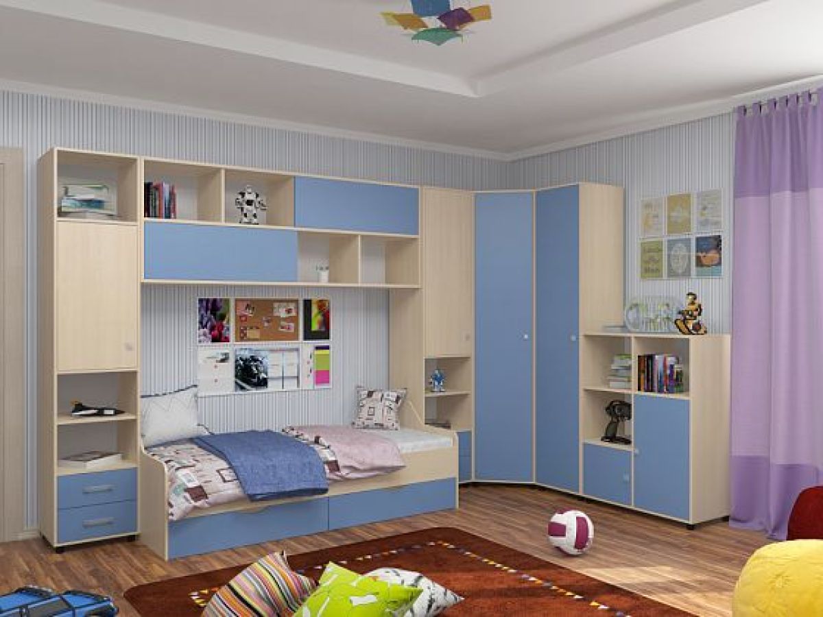 Детская ДЕЛЬТА (модульная) Дуб молочный/Голубой | фото 6