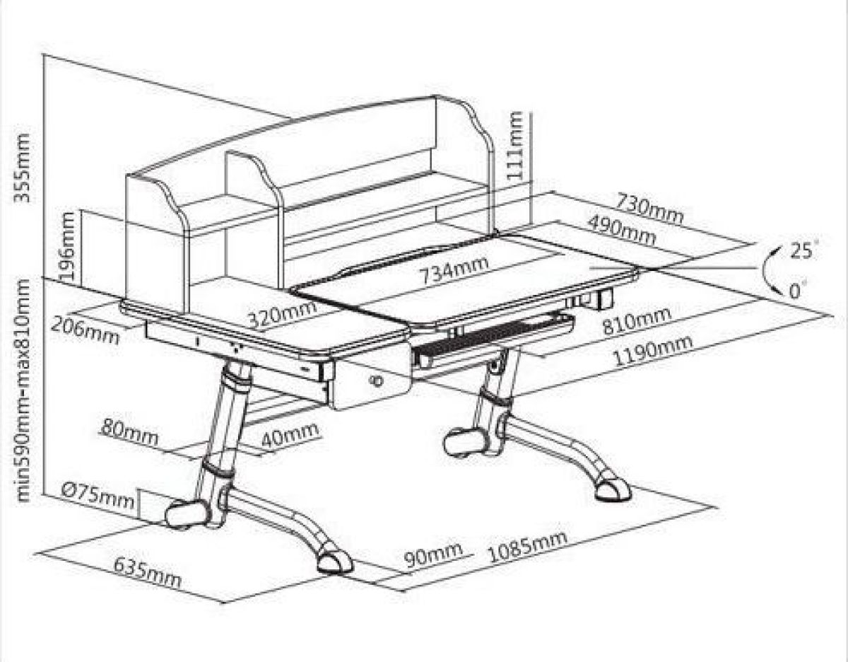 Парта-трансформер Amare II Blue с надстройкой и выдвижным ящиком | фото 7