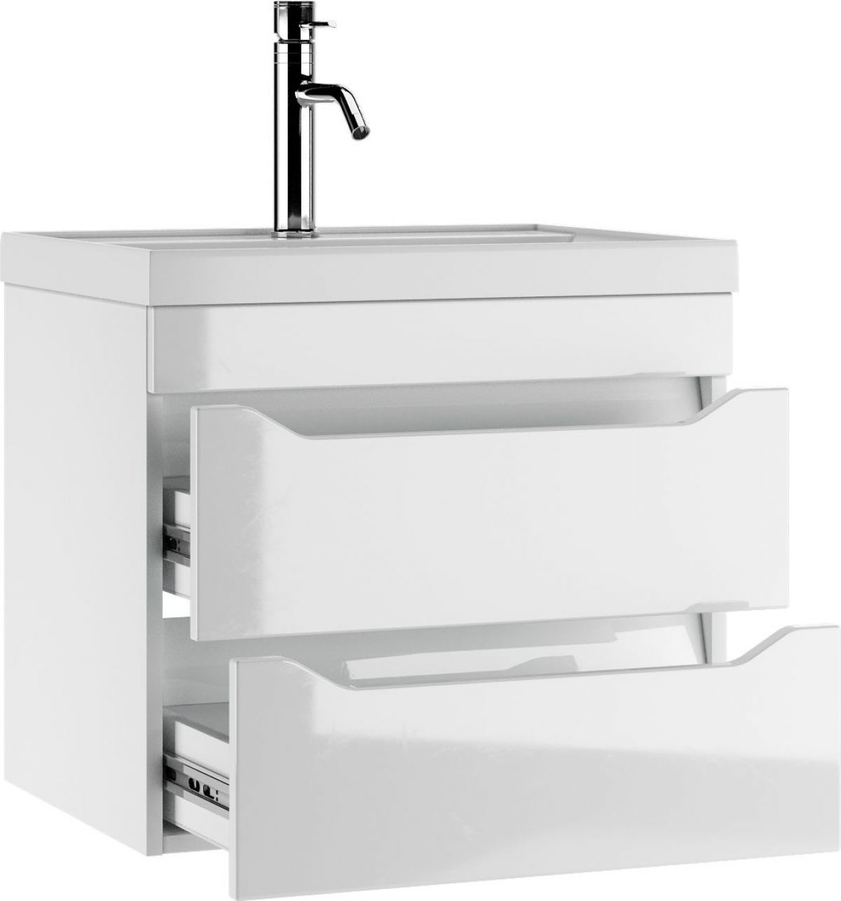 Тумба подвесная под умывальник "Bazis 60" Ева с двумя ящиками В2 Айсберг (DA5914T) | фото 4