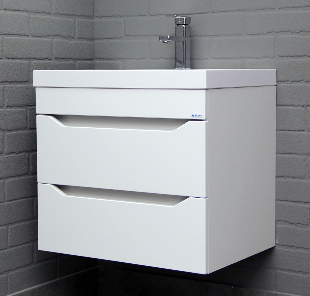 Тумба подвесная под умывальник "Bazis 60" Ева с двумя ящиками В2 Айсберг (DA5914T) | фото 6