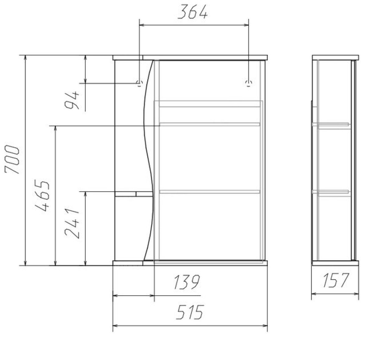 Шкаф-зеркало Волна 1-50 правый АЙСБЕРГ (DA1031HZ) | фото 3