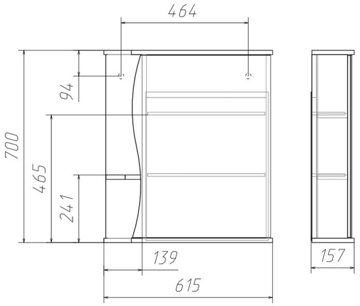 Шкаф-зеркало Волна 1-60 правый АЙСБЕРГ (DA1035HZ) | фото 3