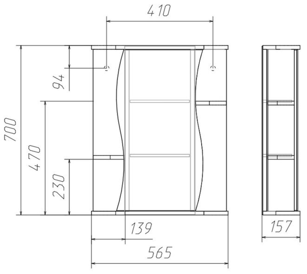 Шкаф-зеркало Волна 2-55 правый АЙСБЕРГ (DA1039HZ) | фото 3