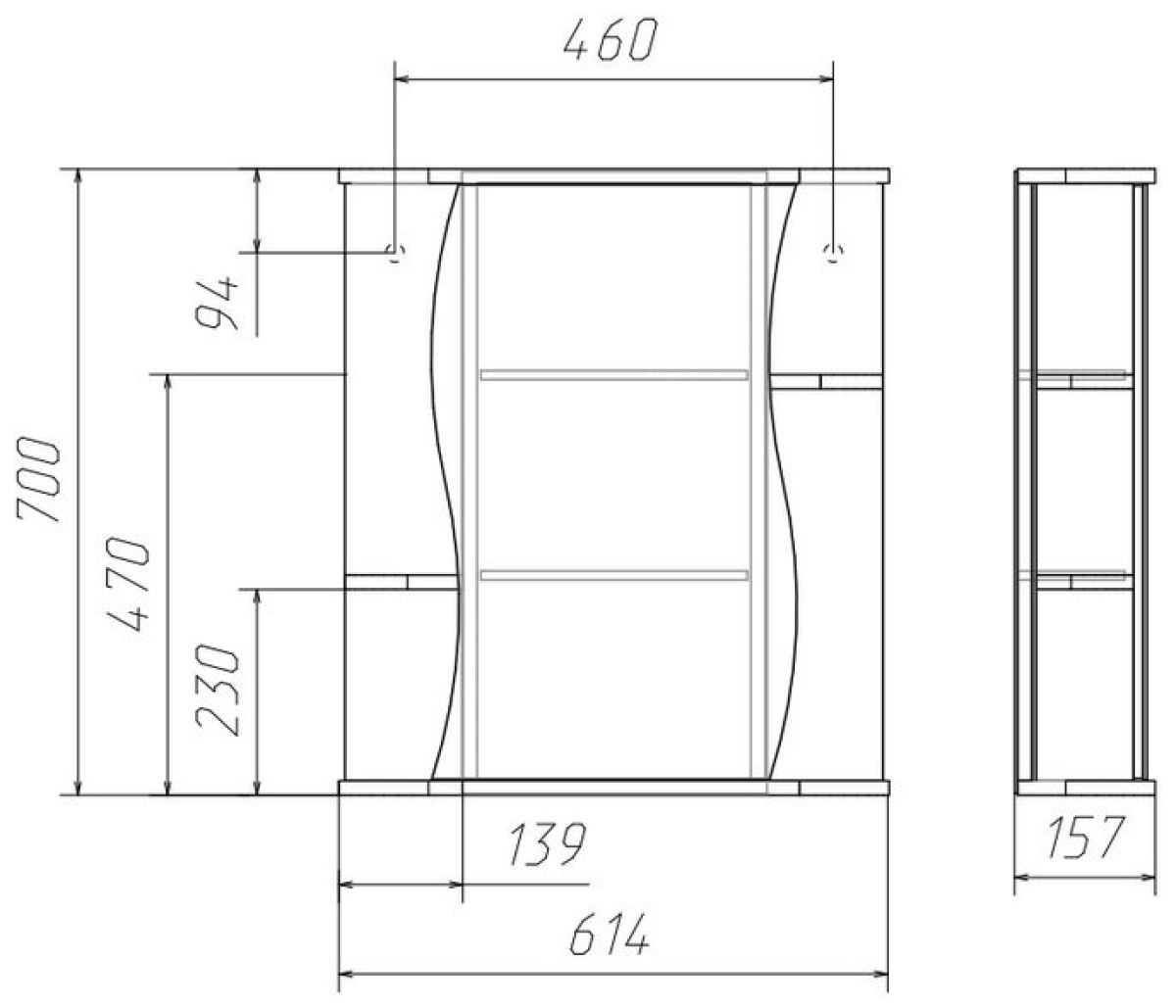 Шкаф-зеркало Волна 2-60 правый АЙСБЕРГ (DA1041HZ) | фото 3