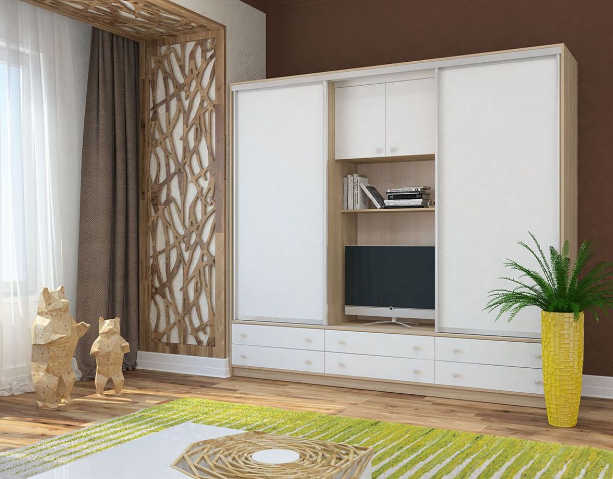 Шкаф-купе Галина с нише под ТВ 2800 ЛДСП/ЛДСП (монорельс) ЛДСП 1 кат. | фото 6