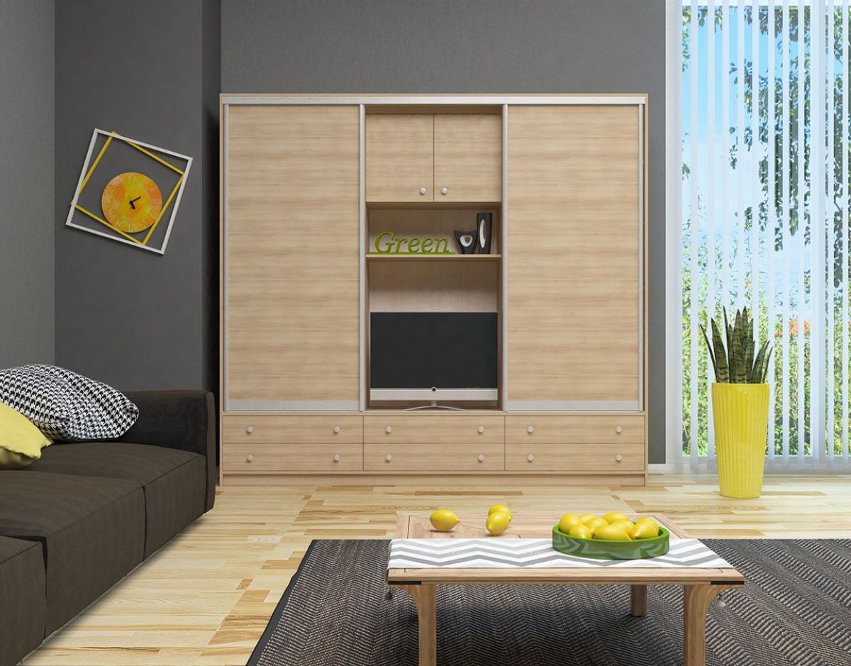 Шкаф-купе Галина с нише под ТВ 2800 ЛДСП/ЛДСП (монорельс) ЛДСП 1 кат. | фото 8