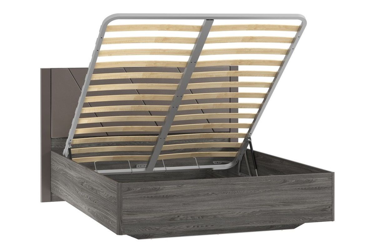 Спальня Summit Кровать (1600х2000) НМ 040.71 с основанием и ПМ (Софт Графит/Ясень Анкор темный) | фото 2