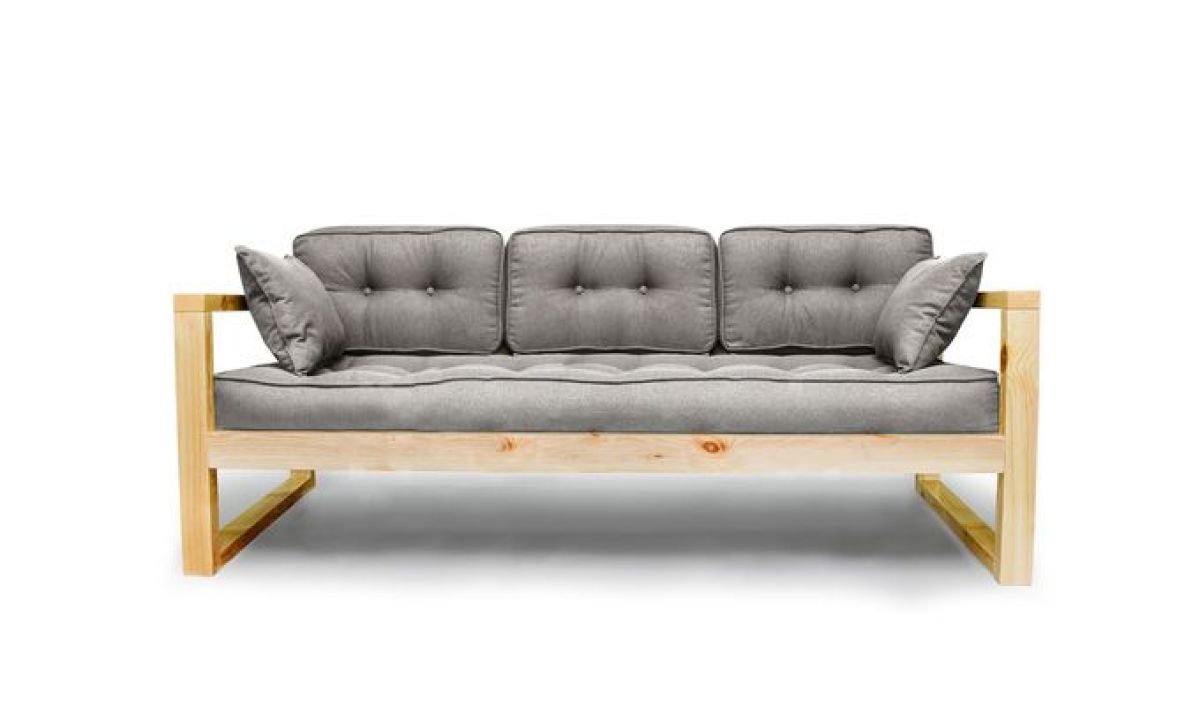 Диван трехместный DEmoku Д-3 (Серебристо-серый/Натуральный) | фото 2