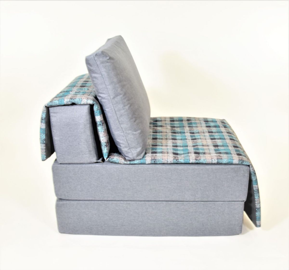 Кресло-кровать бескаркасное Харви (серый-квадро азур) | фото 3