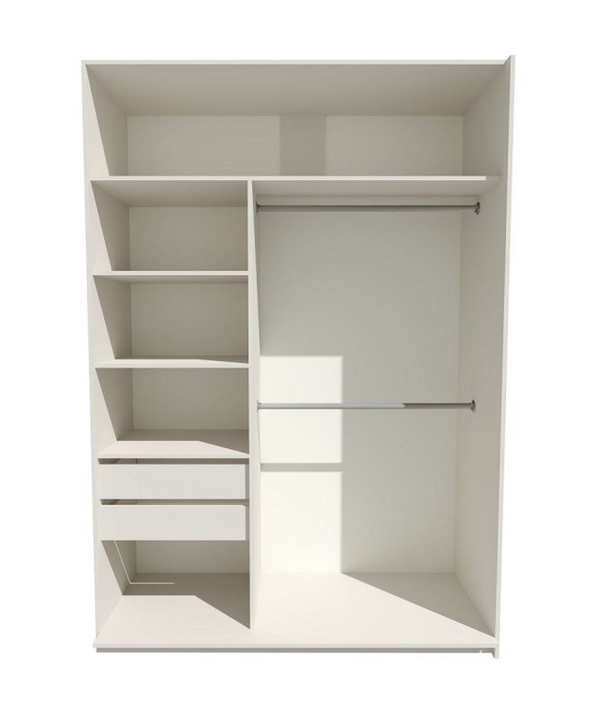 Шкаф-купе 1400 серии SOFT D6+D6+B2+PL3 (2 ящика+2штанги) профиль «Капучино» | фото 2