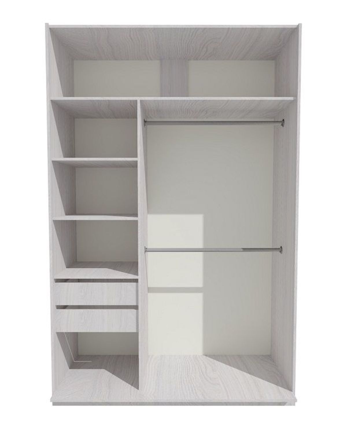 Шкаф-купе 1300 серии SILVER S5+S5+B2+PL3 (2 ящика+2 штанги) профиль «Серебро» | фото 2