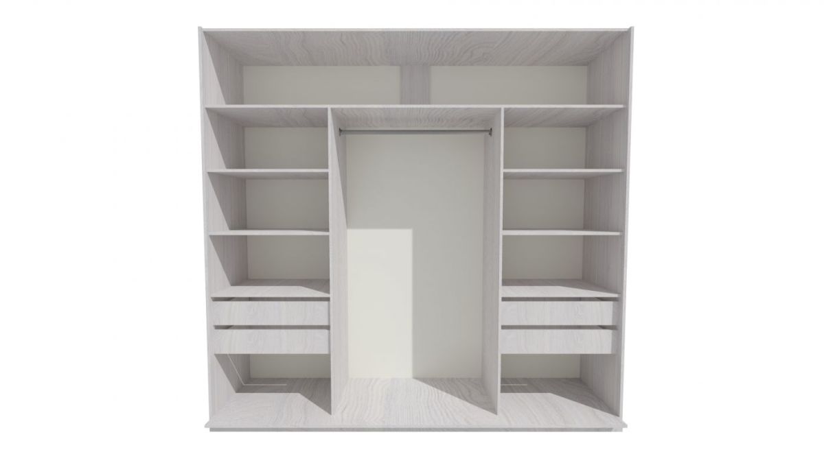 Шкаф-купе 1950 серии SILVER S6+S1+S6Z B22+PL1 (по 2 ящика лев/прав+1 штанга) профиль «Серебро» | фото 2