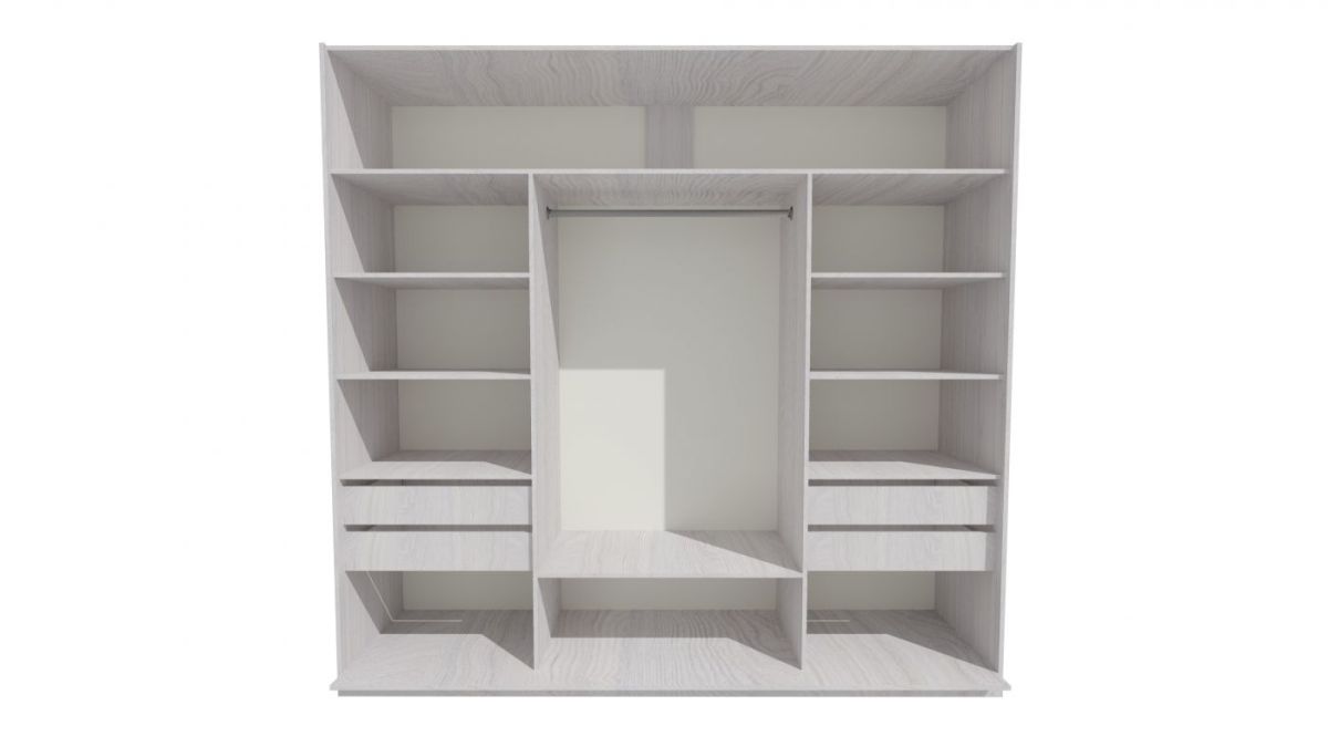 Шкаф-купе 2250 серии SILVER S5+S1+S5 B22+PL2 (по 2 ящика лев/прав+1 штанга+1 полка) профиль «Серебро» | фото 2