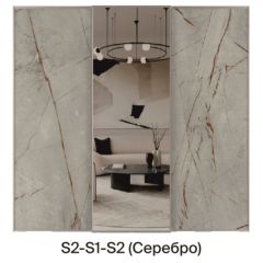 Шкаф-купе 2250 серии SILVER S3+S1+S3Z B22+PL2 (по 2 ящика лев/прав+1штанга+1 полка) профиль «Серебро» | фото 7