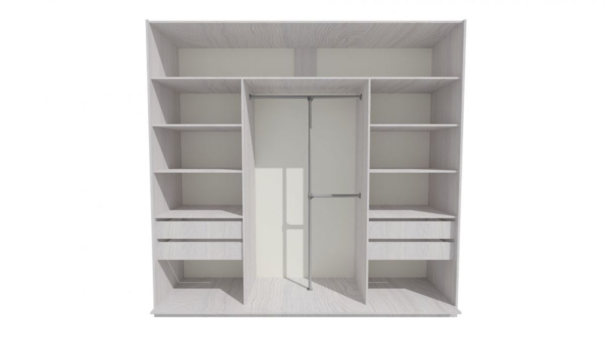 Шкаф-купе 1950 серии SILVER S4+S1+S4 B22+PL4 (по 2 ящика лев/прав+F обр.штанга) профиль «Серебро» | фото 2