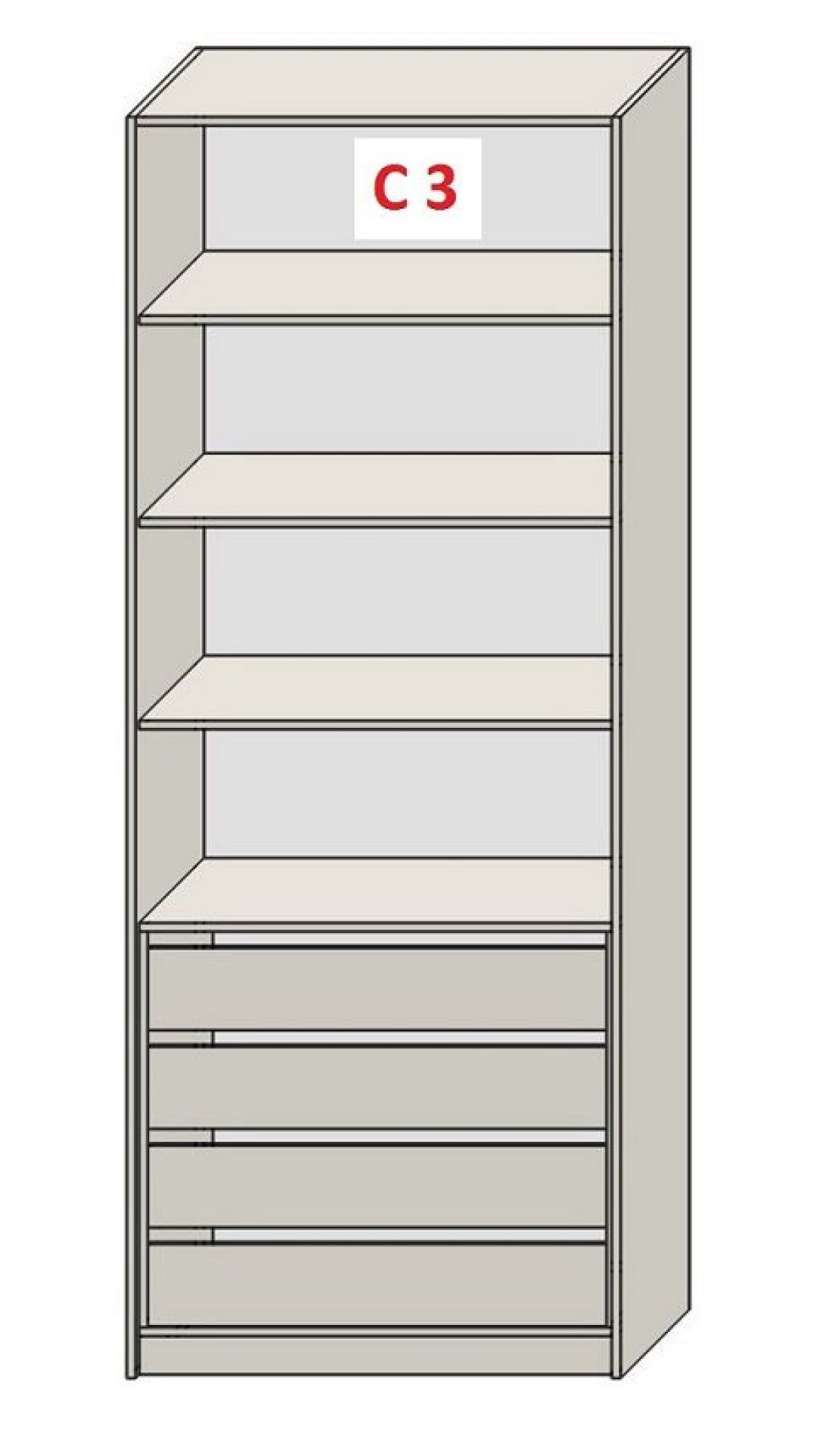 Шкаф СТАНДАРТ С1 без ящика серия "ГЕСТИЯ" (Бело-серый/Дуб Небраска натуральный ) 800*520*2300 | фото 7