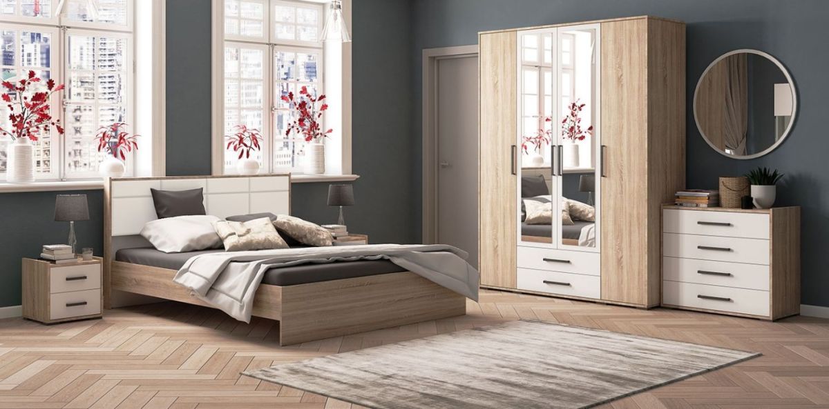 Спальня Соната Тумба прикроватная (дуб сонома/белый) | фото 3