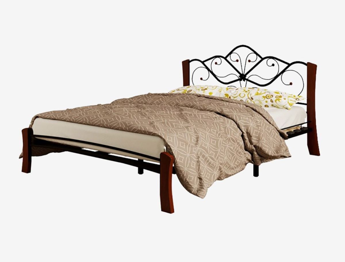 Кровать "Венера 4 Лайт" Черная (1600*2000) (ножки-махагон) с коваными элементами | фото 2