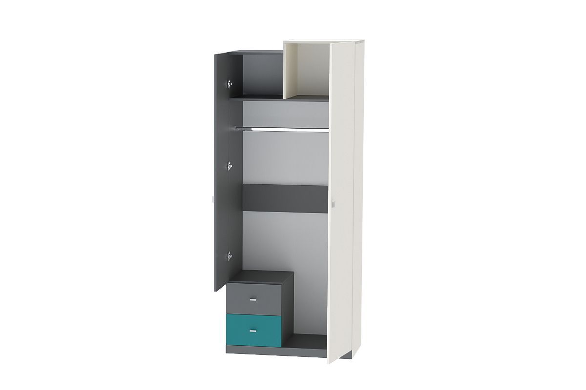 Клео ШК-1 Шкаф 2дв, 2ящ (ЛДСП графит-миндаль-океан) | фото 2