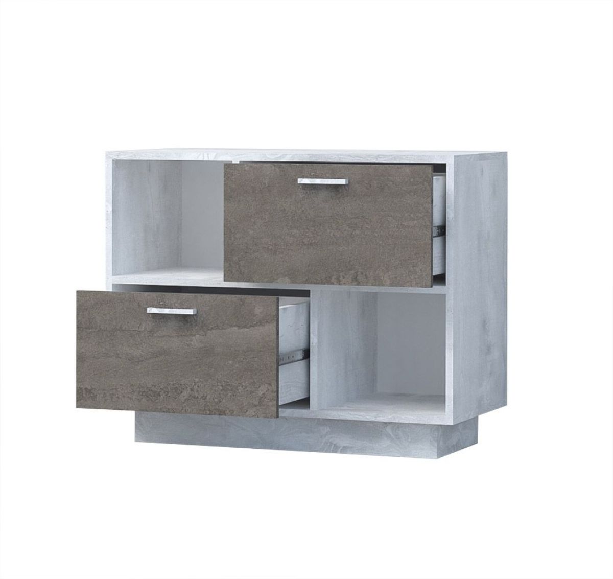 Эго Т-1 Тумба с 2мя ящ (бетон светлый/камень темный) цоколь | фото 2