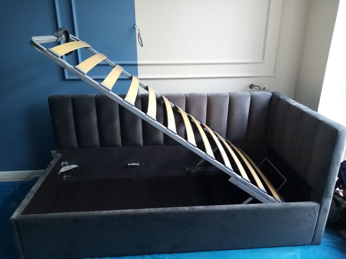 Кровать угловая Хлоя интерьерная +основание/ПМ/бельевое дно (90х200) | фото 3