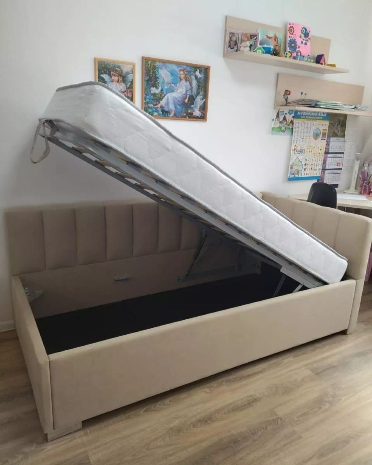 Кровать угловая Лилу интерьерная +основание/ПМ/бельевое дно (120х200) | фото 4