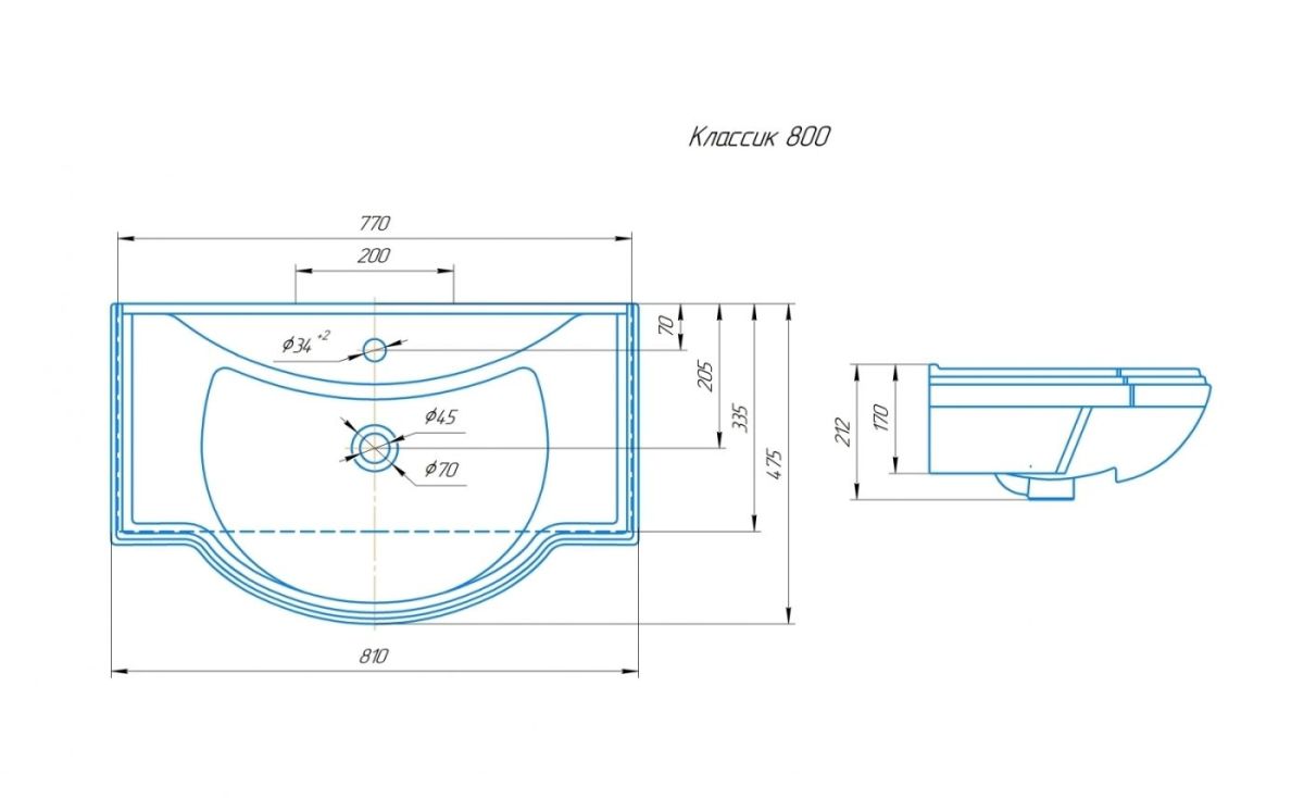 Умывальник мебельный "Классик 80" Kirovit | фото 2