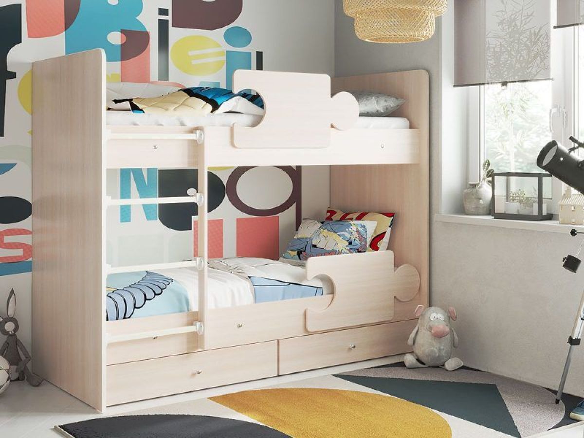 Кровать двухъярусная "Тетрис" (латы) с бортиками + ящики | фото 15