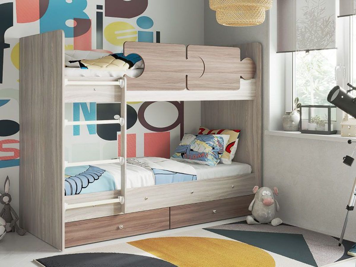 Кровать двухъярусная "Тетрис" (щиты) с бортиками + ящики | фото 8