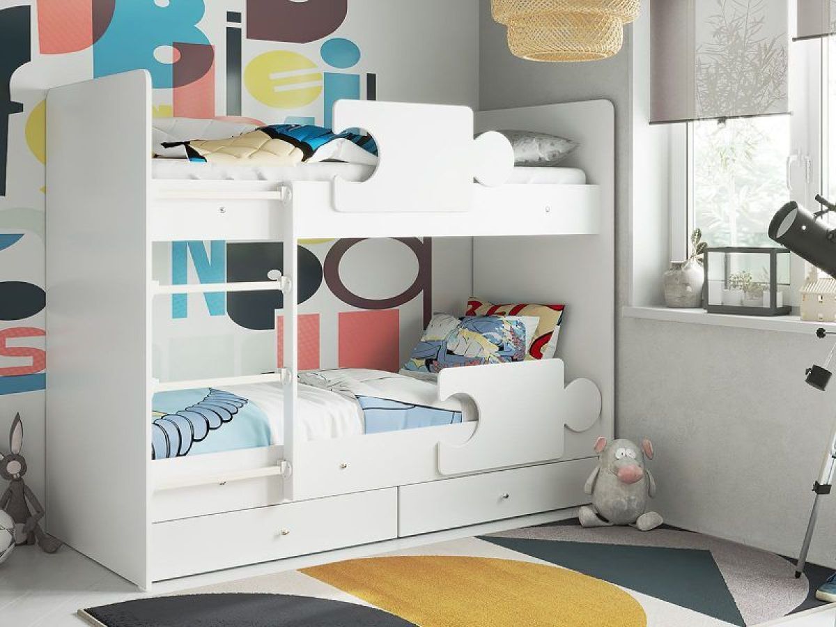 Кровать двухъярусная "Тетрис" (щиты) с бортиками + ящики | фото 18