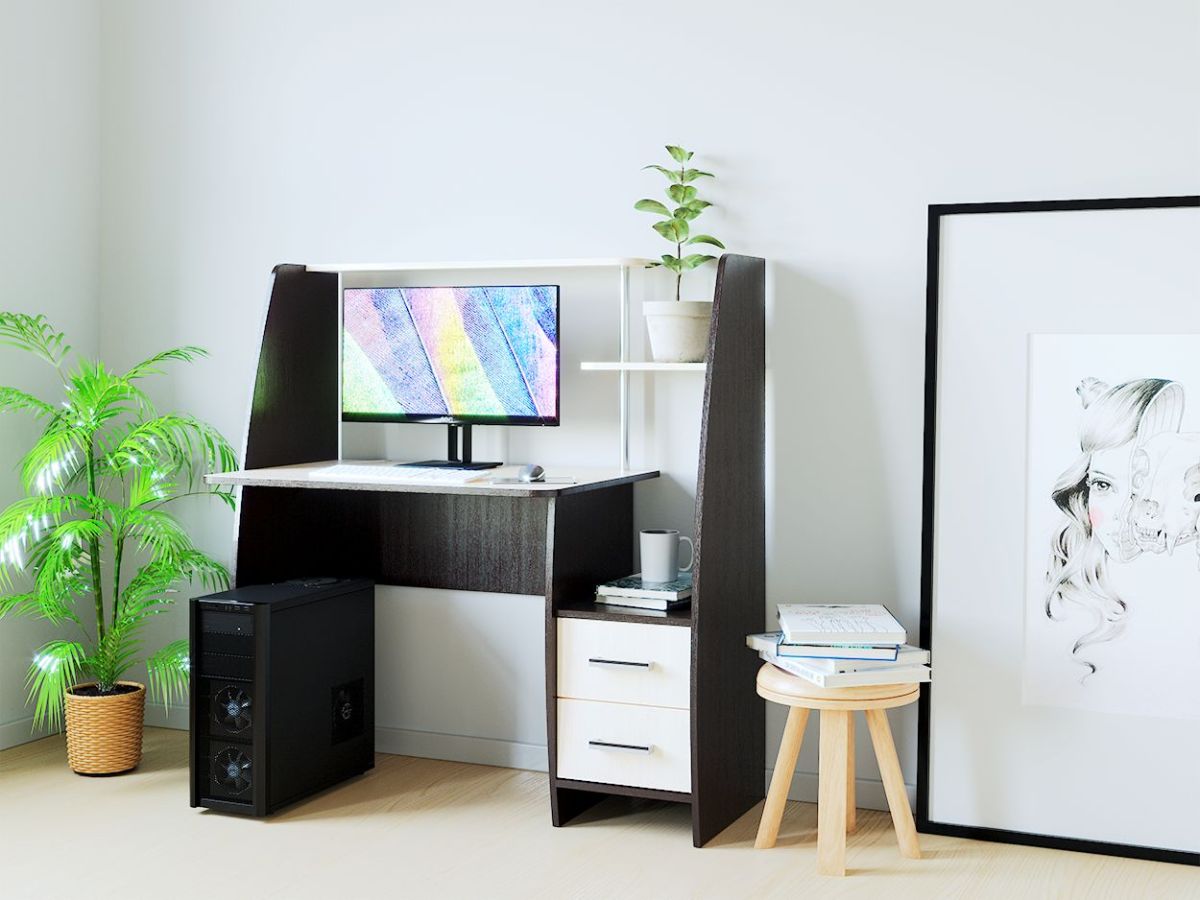 Компьютерный стол КЛ №6.2 левый (Венге/Дуб молочный) | фото 2