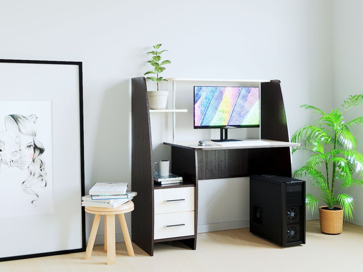 Компьютерный стол КЛ №6.2 правый (Венге/Дуб молочный) | фото 2