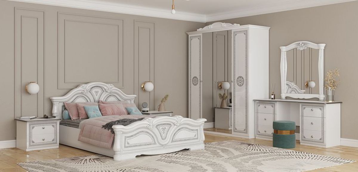 Шкаф 4-х дверный с зеркалами (12.244) Грация (белый/серебро) | фото 3