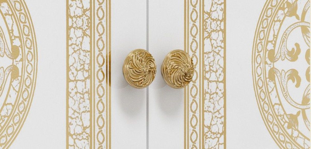 Шкаф 4-х дверный с зеркалами (12.244) Грация (белый/золото) | фото 2