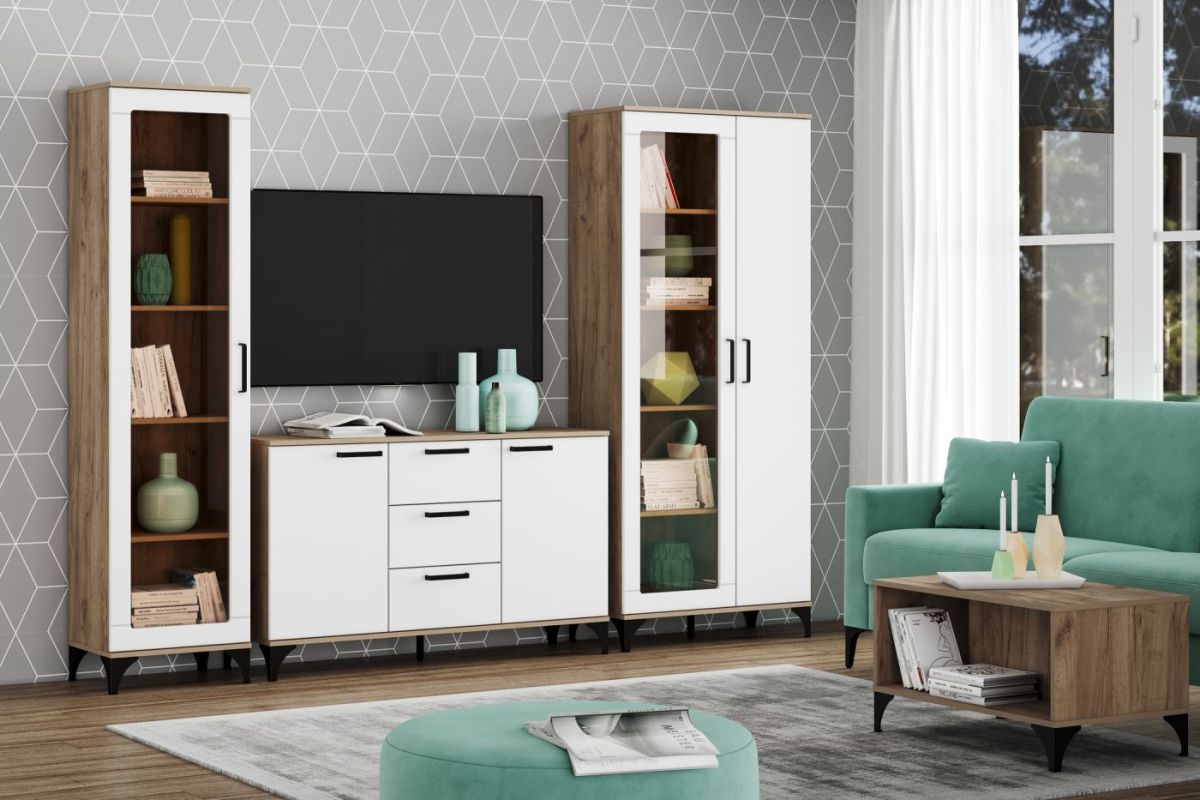 Шкаф комбинированный НМ 013.51 "Марсель" (Меренга/Дуб Крафт Табачный) | фото 3