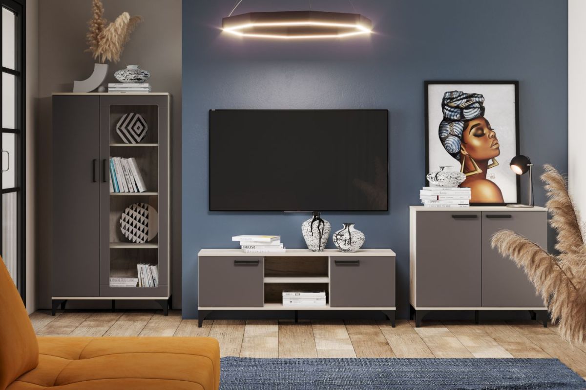 Тумба ТВА НМ 013.45 "Марсель" (Софт Графит/Дуб Крафт Серый) | фото 3