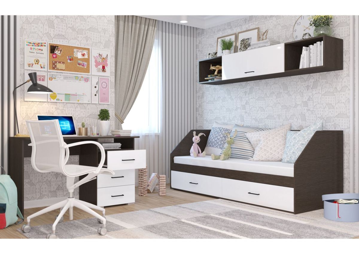 Стол 1200/3 ящика НЕНСИ (Венге/Белый глянец) | фото 2