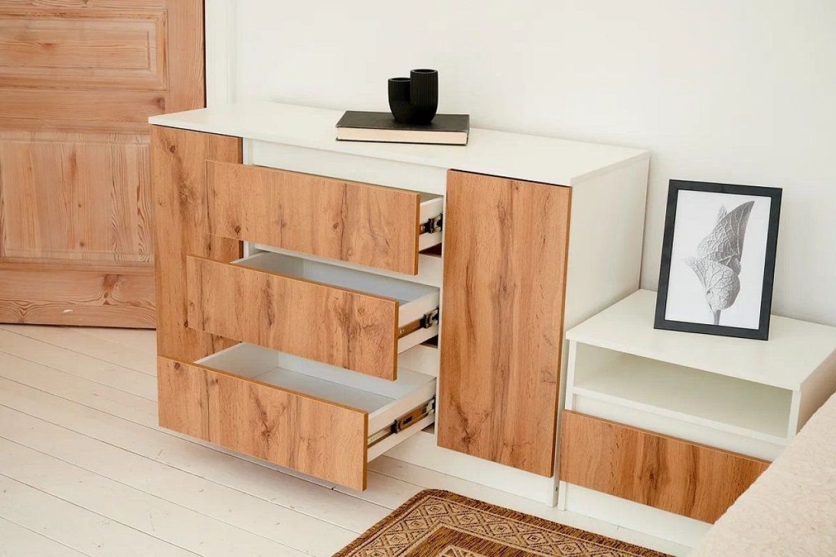 Спальный гарнитур Парус (Белый/Вотан) 1400 (Вариант-1) | фото 13