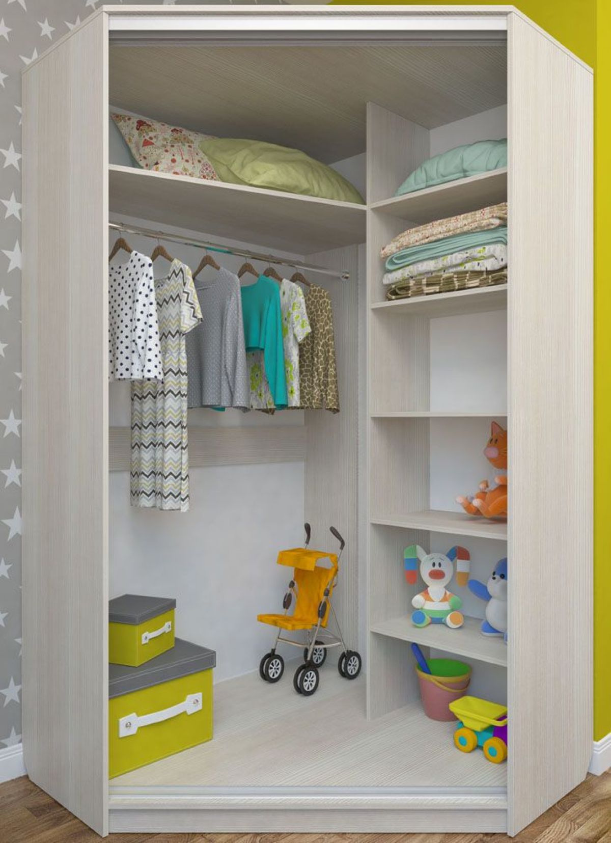 Шкаф-купе угловой Елена 1266*1266 ЛДСП/Зеркало (ЛДСП 2 кат.) | фото 2