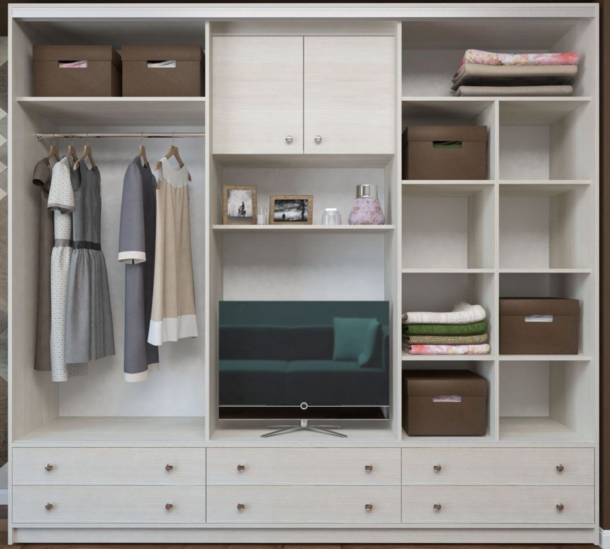 Шкаф-купе Галина с нишей под ТВ 3000 ЛДСП (монорельс) ЛДСП 2 кат. | фото 2