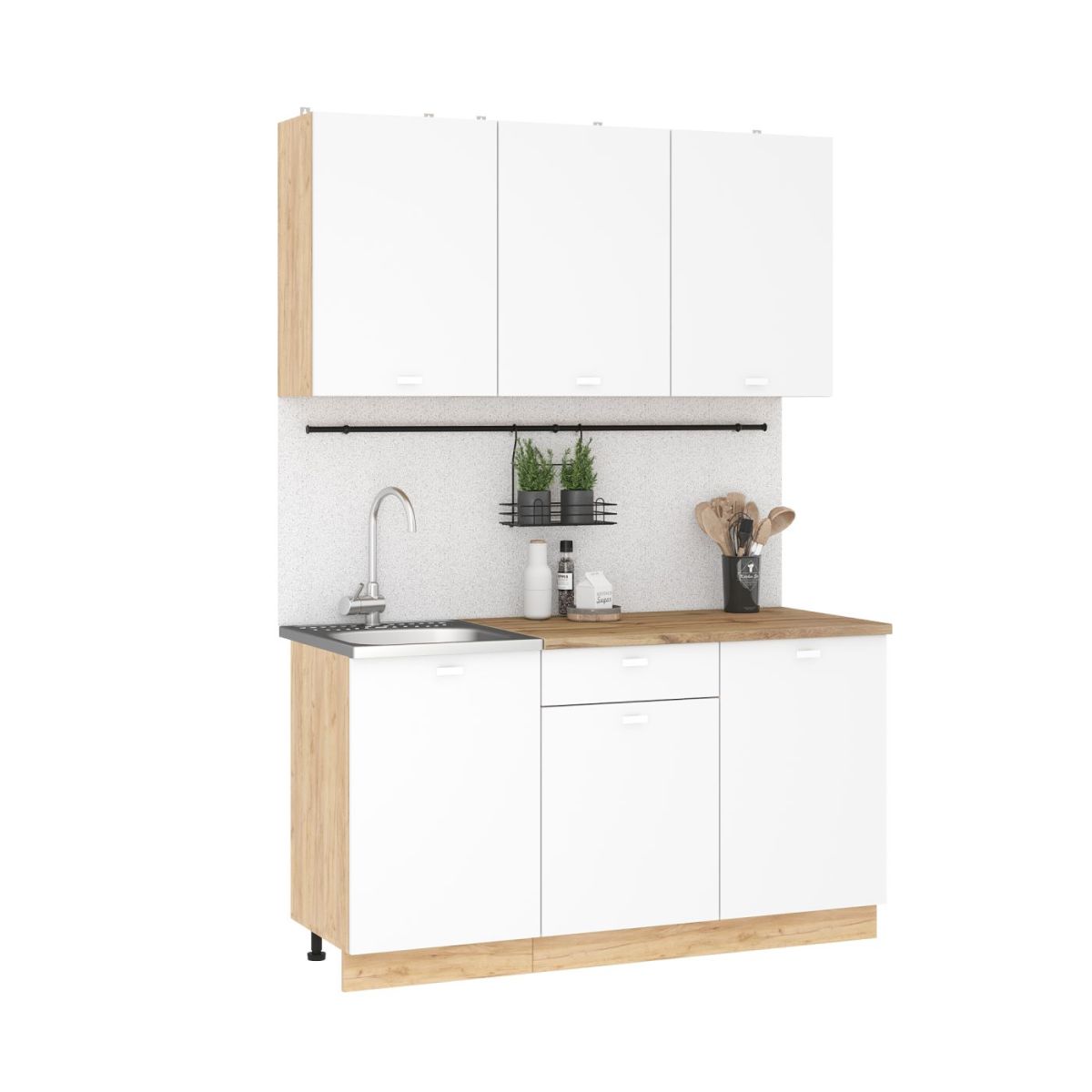 Кухонный гарнитур Дана 1.5 м (дуб крафт золотой/белый) | фото 3