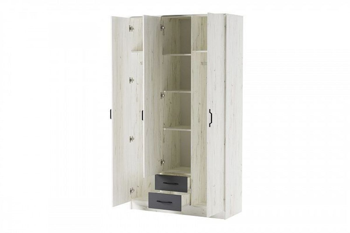 БЕАТРИС Шкаф Трио (дуб крафт белый/антрацит) | фото 2