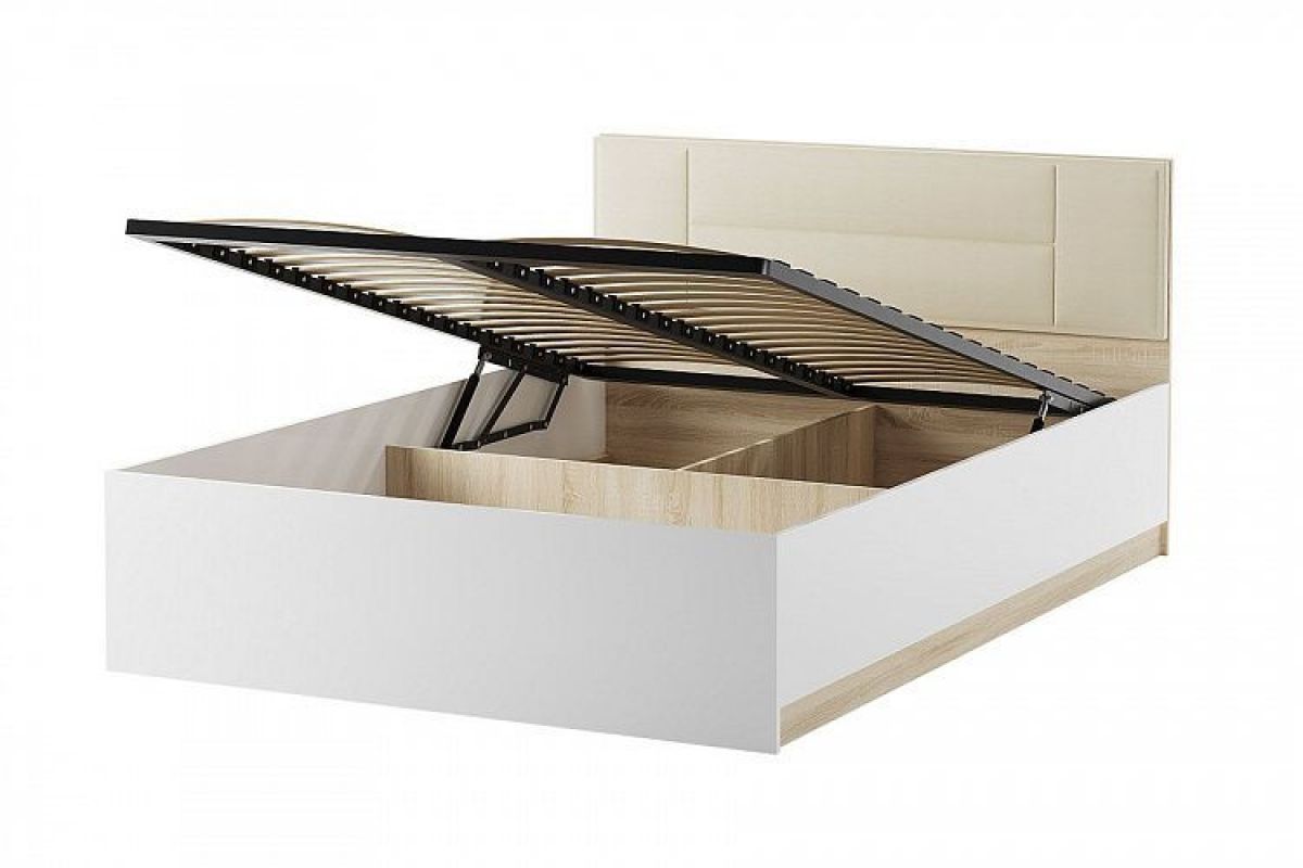 БЕАТРИС КР1600 с мягким изголовьем (дуб сонома/белый глянец) | фото 2