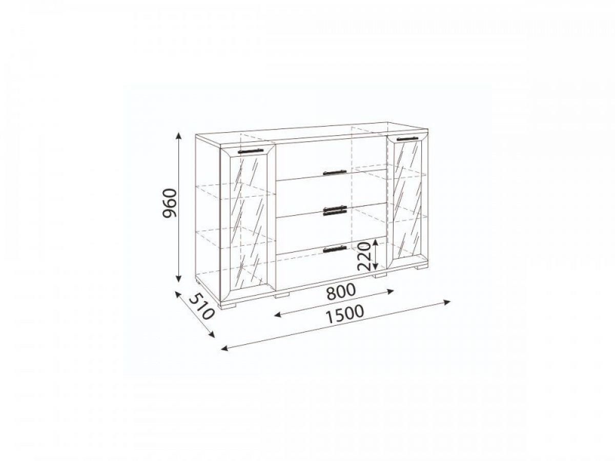 Мармарис (гостиная) М11 Комод-витрина | фото 2