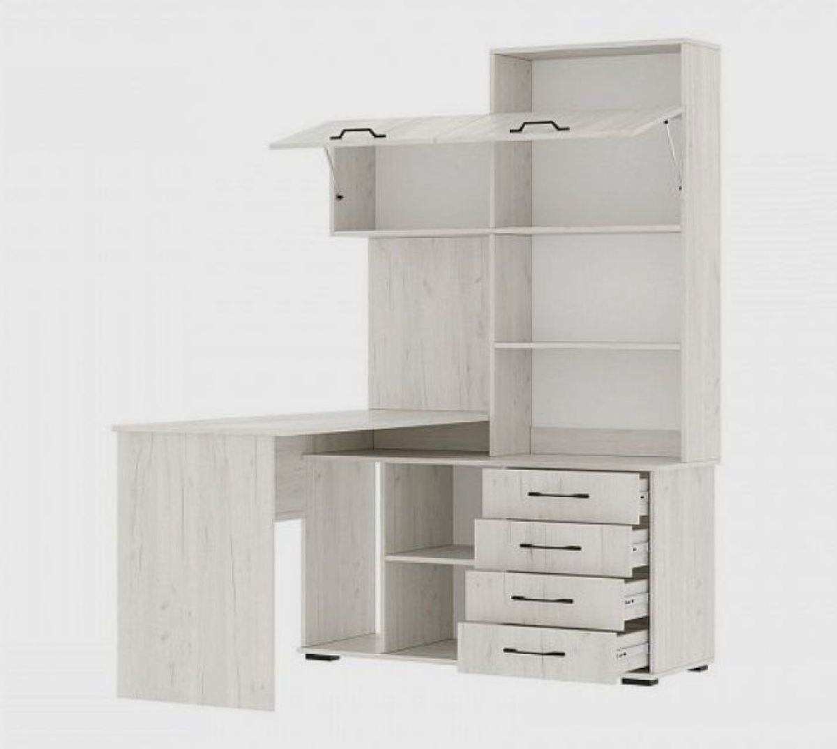 Стол компьютерный "ПКС-11" ЛЕВЫЙ (дуб крафт белый) | фото 2