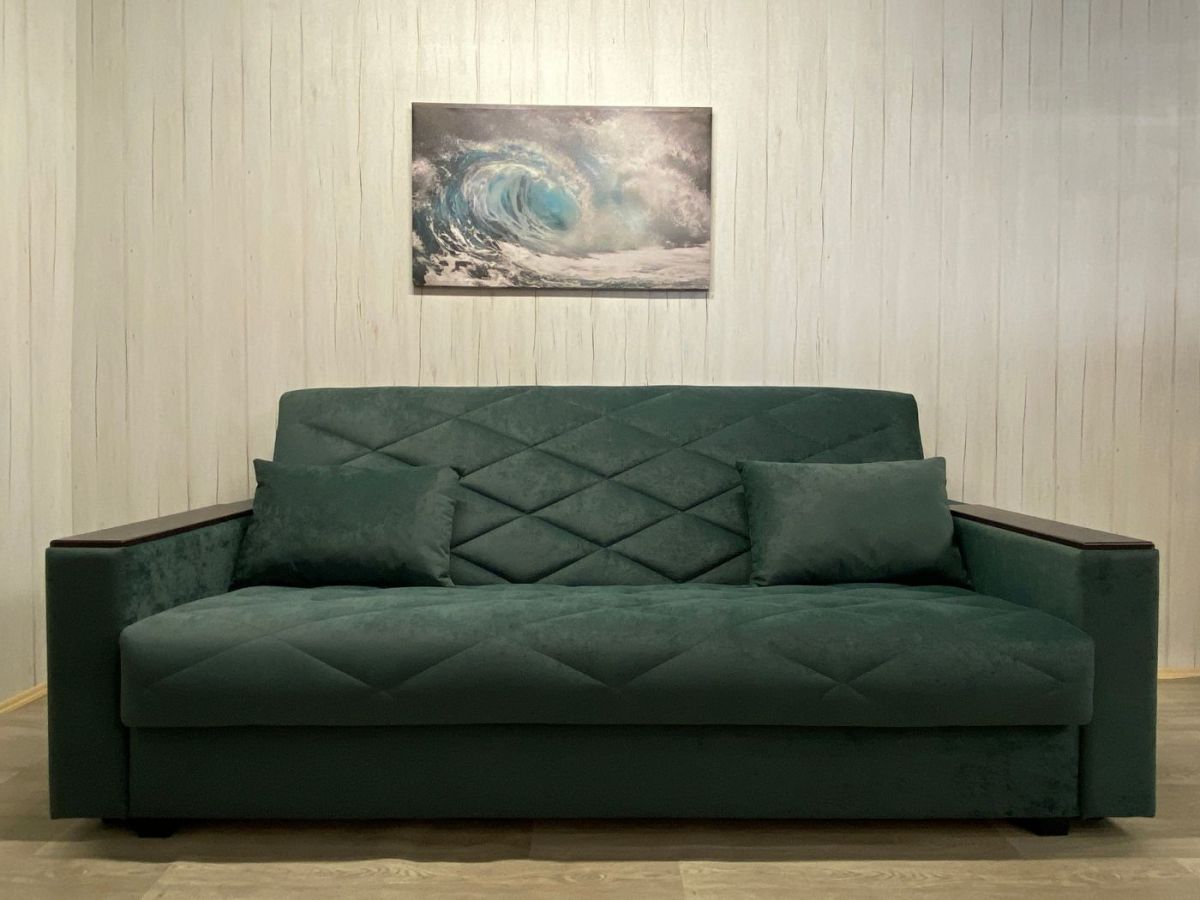 Диван Престиж-15 (НПБ+МДФ) велюр Sensey bottle green | фото 2