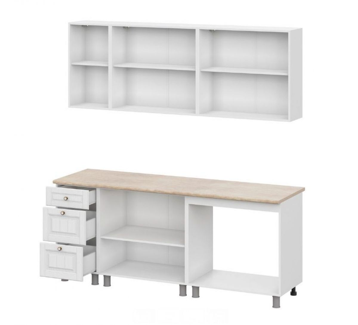 ПРОВАНС ЛАЙТ Кухонный гарнитур 2.0 м (Белый структурный/Дуб Сонома) | фото 2