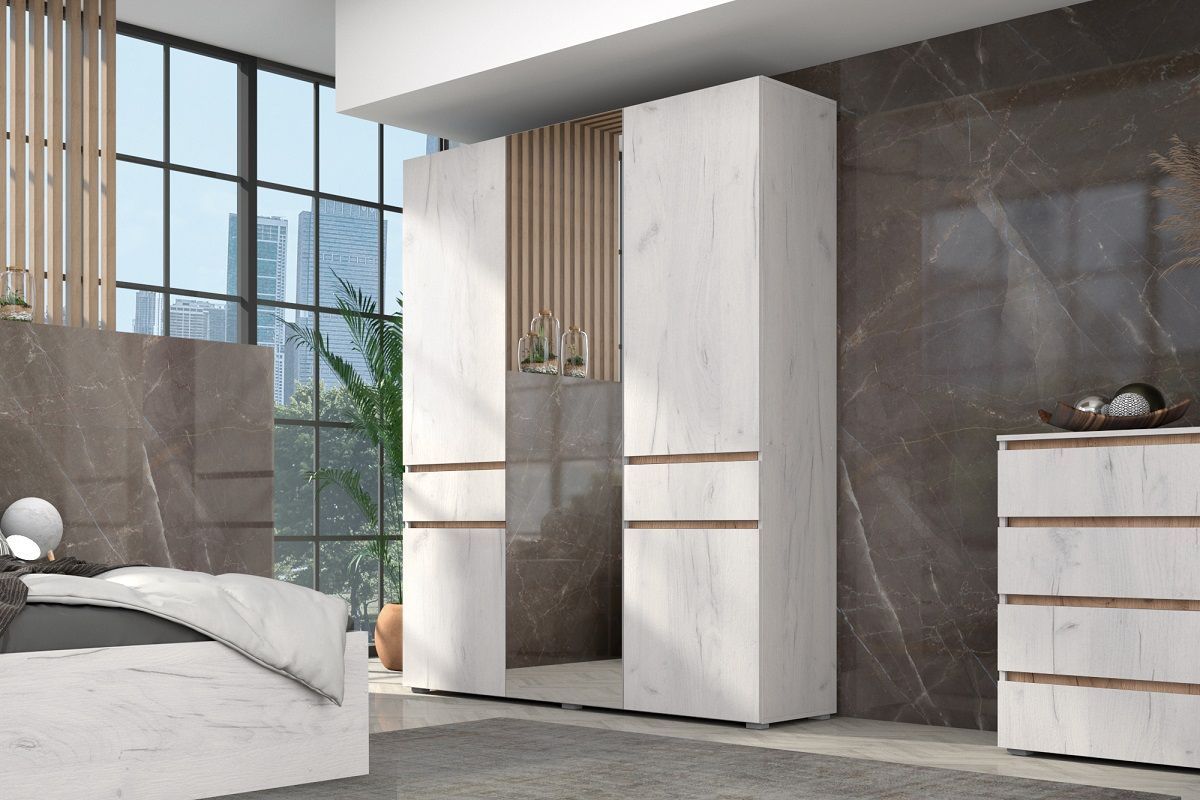 Спальный гарнитур Лиана (Дуб Крафт Белый/Дуб Крафт Золотой) | фото 13