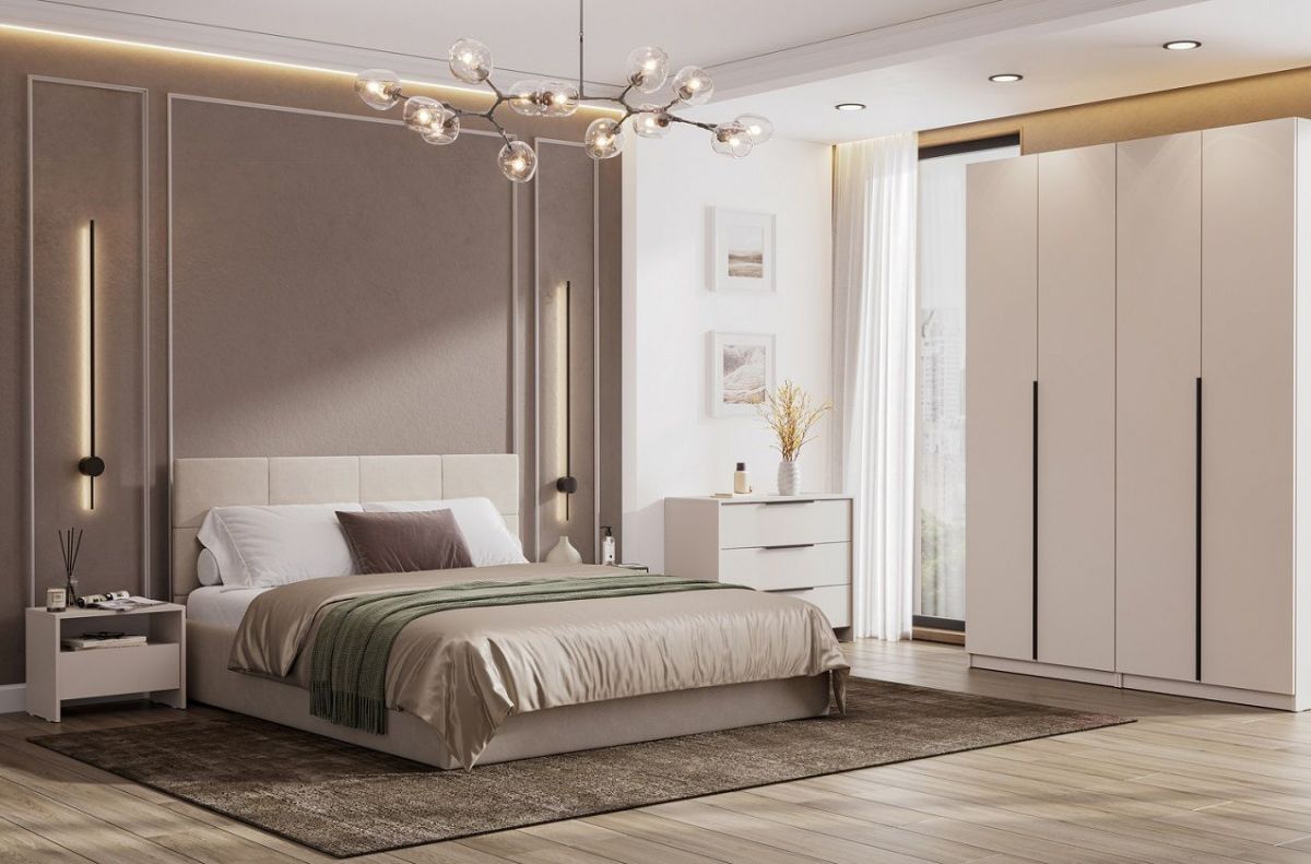 Кровать двойная №4 с основанием (Бежевый) | фото 3